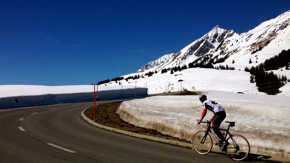 Talented Matese rider Carl Attard on the Col des Mosses in preparation for the Maltese National Championships on a Brevet Bespoke Training Camp