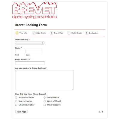 Brevet Booking Form