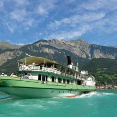 Nearby Lake Brienz is a great place to stop for a coffee on a relaxed ride before the Alpenbrevet | Brevet Alpine Cycling Adventures