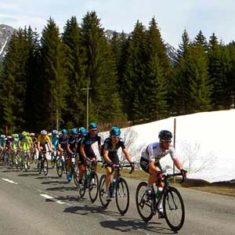 Our guests saw Team Sky's Mark Cavendish lead the Peloton over the Col des Mosses in the 2012 Tour de Romandie | Brevet Alpine Cycling Adventures